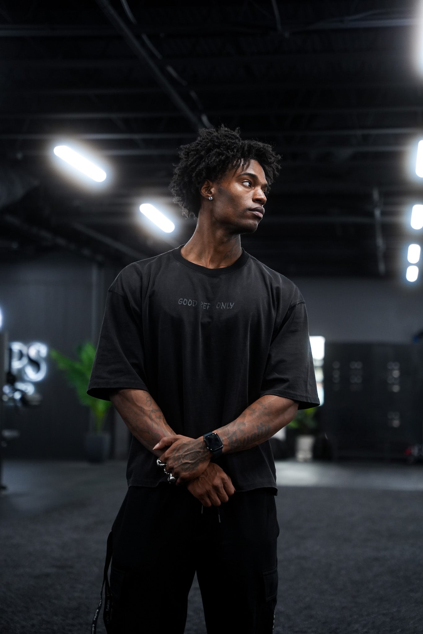 Box Cut Tee in Acid Wash Black