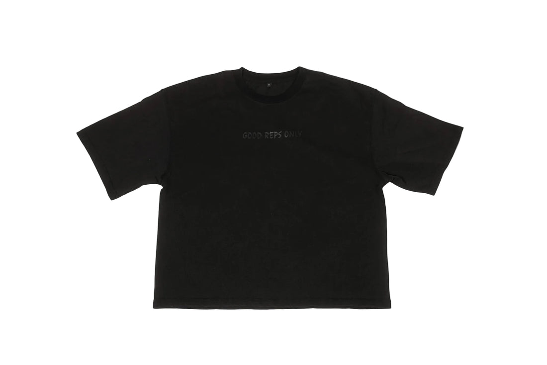 Box Cut Tee in Acid Wash Black